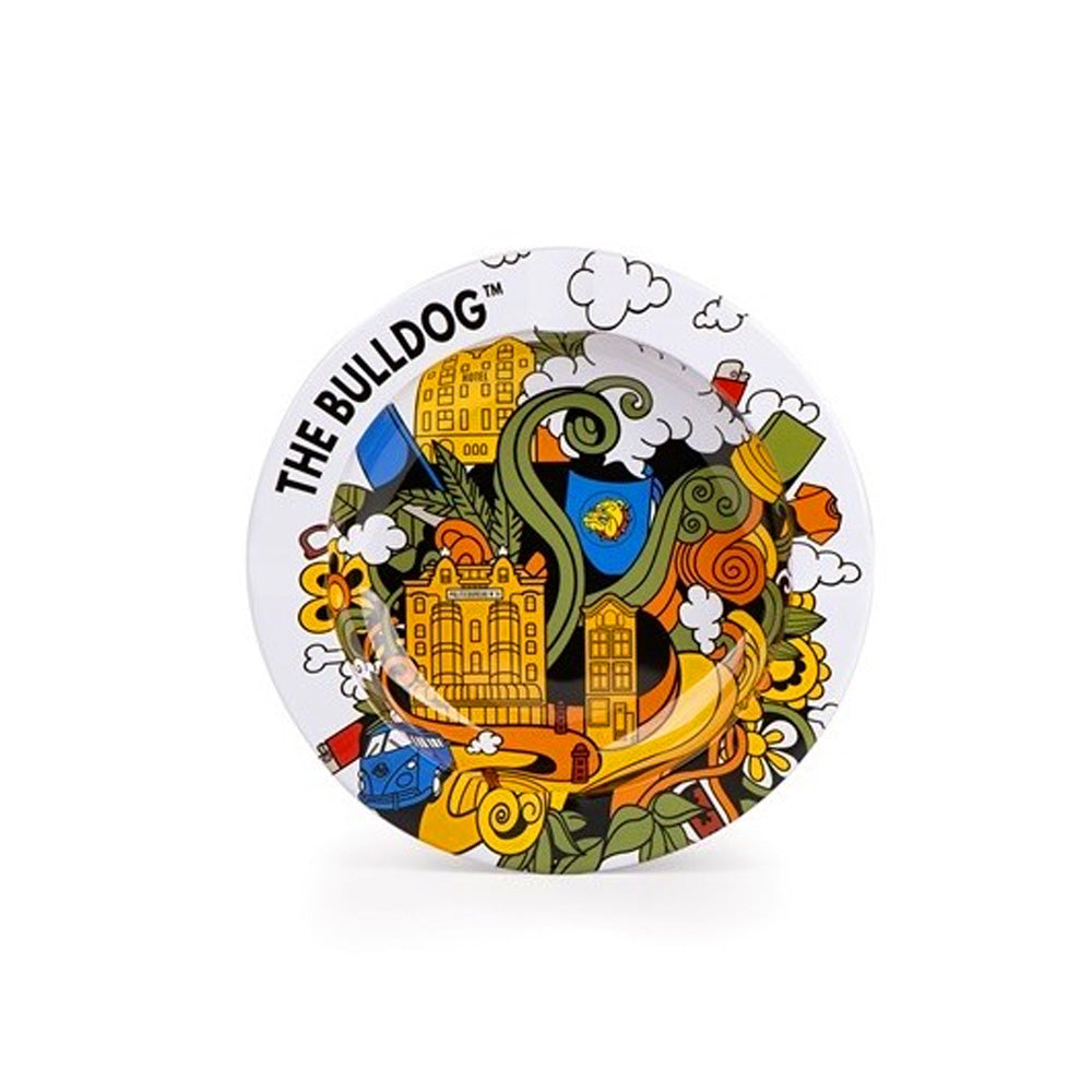 Cenicero Metalico Bulldog Blanco con diseño