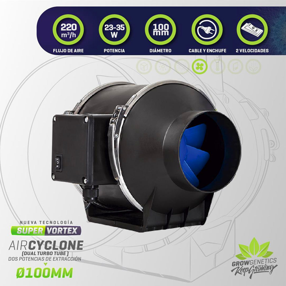 EXTRACTOR DUAL TT SUPER VORTEX 100MM GROW GENETICS