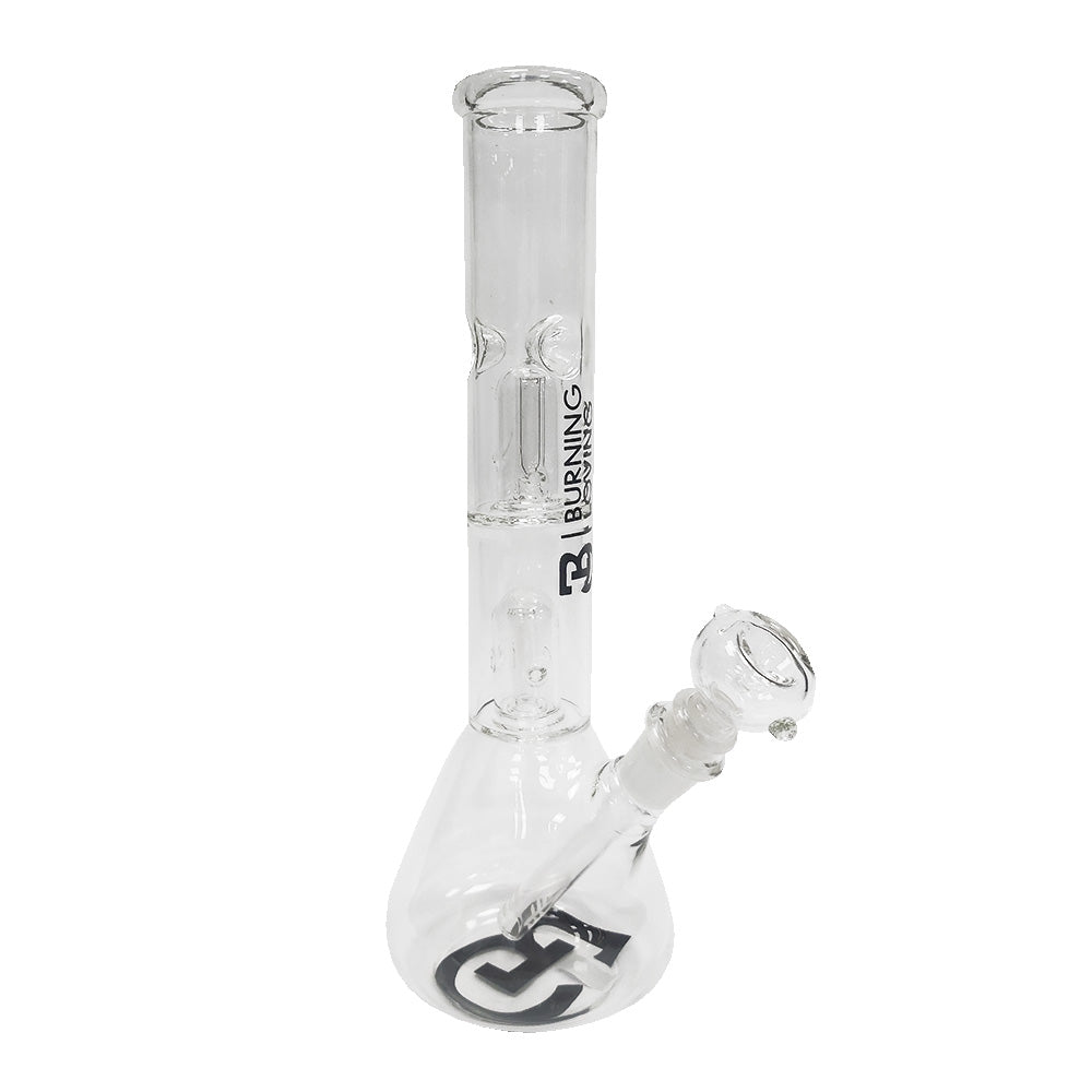 BONG GLASS 30CM CLEAR CON PERCOLADOR DOBLE BURNING LOVING