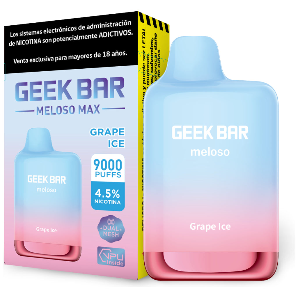 VAPORIZADOR DESECHABLE GEEK BAR MELOSO MAX 9000 PUFFS GRAPE ICE