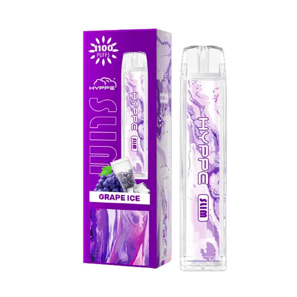 VAPE SLIM 1100 PUFFS GRAPE ICE HYPPE SIN NICOTINA