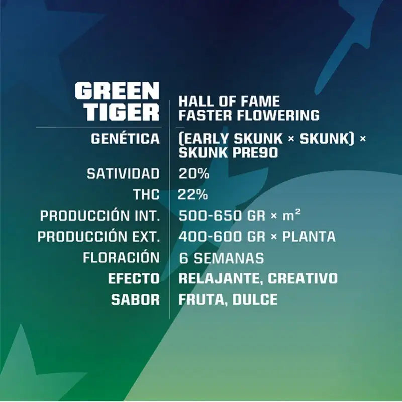 GREEN TIGER FASTER X 12 BSF SEEDS