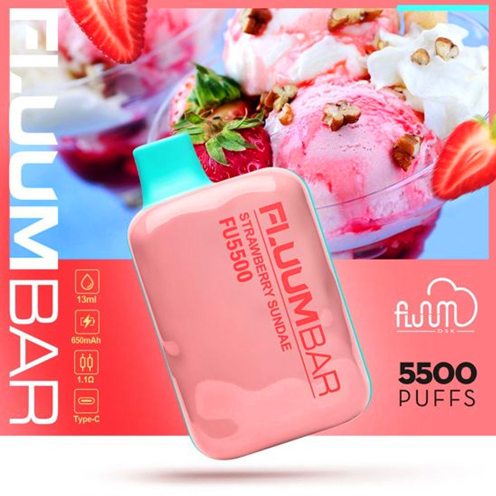 VAPE FLUUMBAR FU5500 HELADO DE FRUTILLA